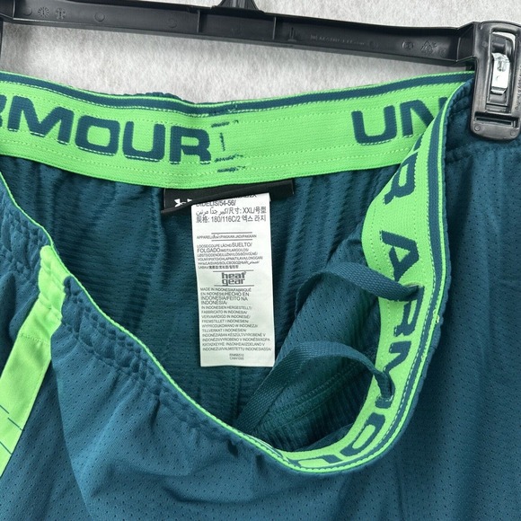 Under‎ Armour Basketball Training Shorts Mens 2XL Tech Mesh Gym Green Blue - Picture 4 of 7